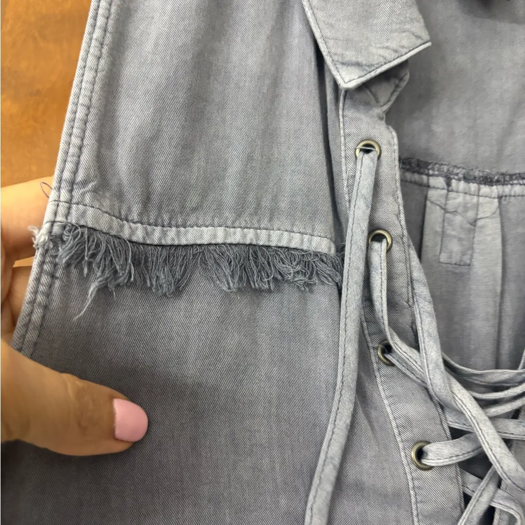 New Rock & Republic Sleeveless Shirt Blouse Size M Lace Up Neck - Image 3