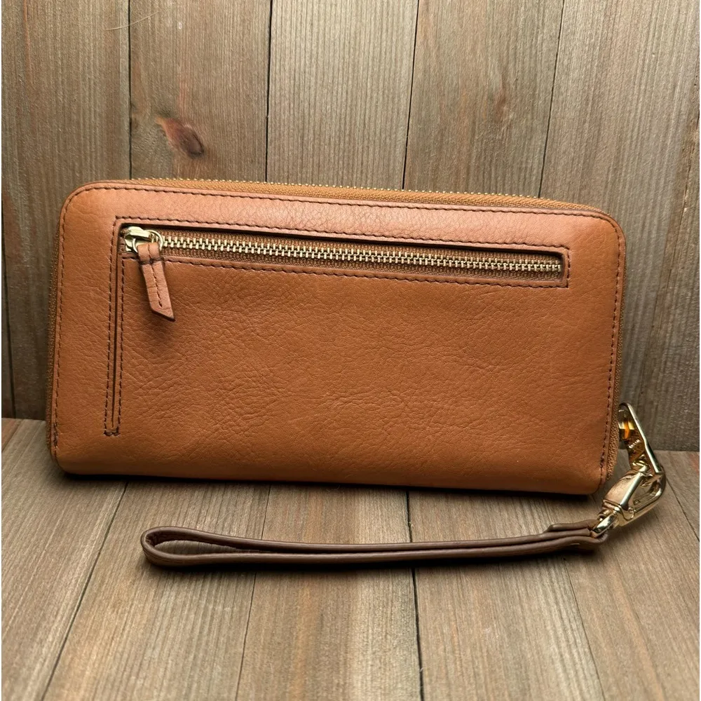 Fossil Wristlet Tan Pink‎ Red Salmon w/ Tons of Card Slots - Image 2