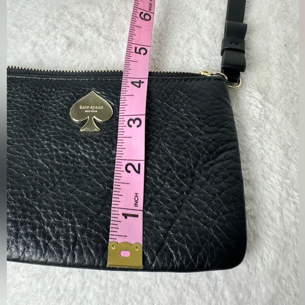 Kate Spade Black Wristlet with Gold Accent and Bow Detail on the Strap - Image 6