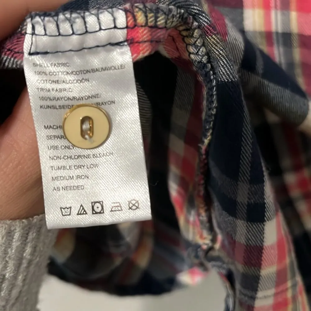 ANTHROPOLOGIE Isabella Sinclair Abilene Plaid Flannel Half Button Up, Size M - Image 8