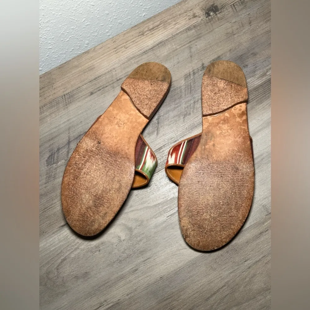 Charlotte Moss Vero Cuoio Women's Flat Sandals Genuine Leather Sole,SZ 7,Vintage - Image 4