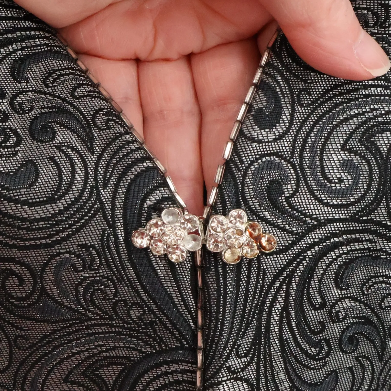 Vintage Patra Evening Jacket Womens Size 10 Holiday Party Event Brocade‎ Size 10 Gray - Image 4