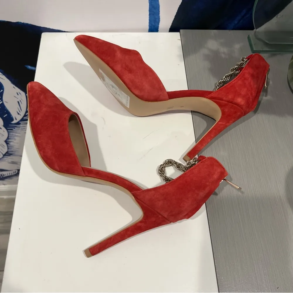 BCBGeneration Lipstick Red Suede Haindi Heels - Image 4