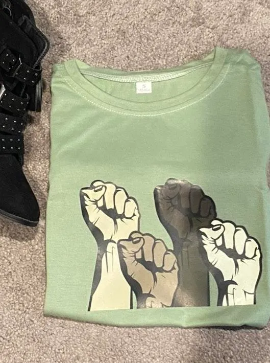 Green BLM Fists Graphic Tee - Image 2