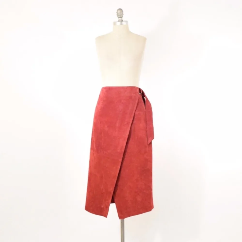New pink suede wrap skirt by ASOS size 2 petite - Image 2