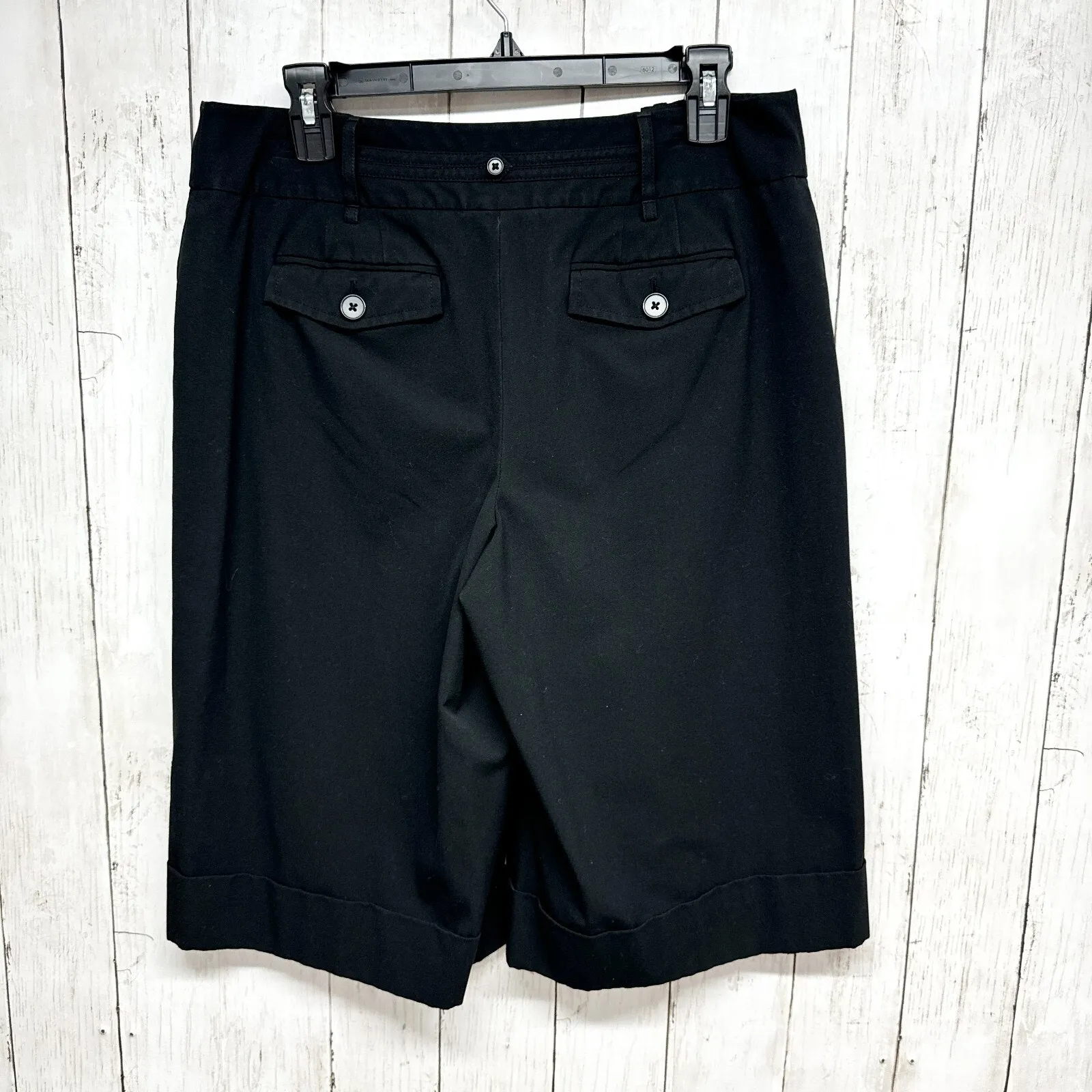 Loft Petites Shorts Women Size 10 Cuffed Bermuda Black Zip Fly Dressy Business - Image 5