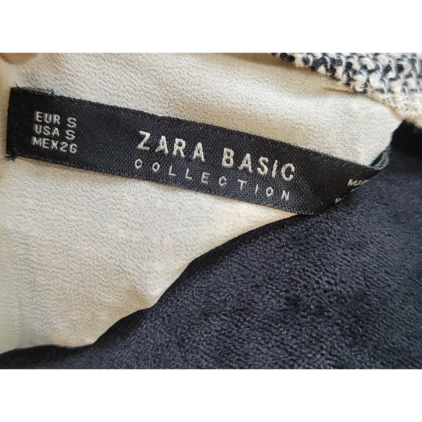 Zara Checkered Top Women's Size S Black White Tweed and Fringed Hem Sleeveless - Image 7