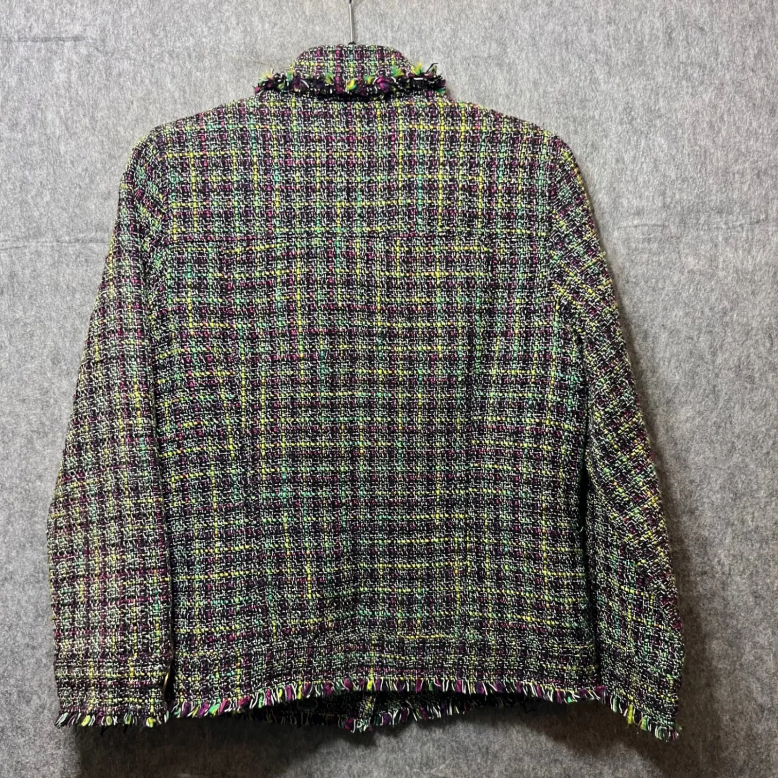 Draper's & Damon's Tweed Jacket Fringed Multicolor Blazer Small‎ Black - Image 5