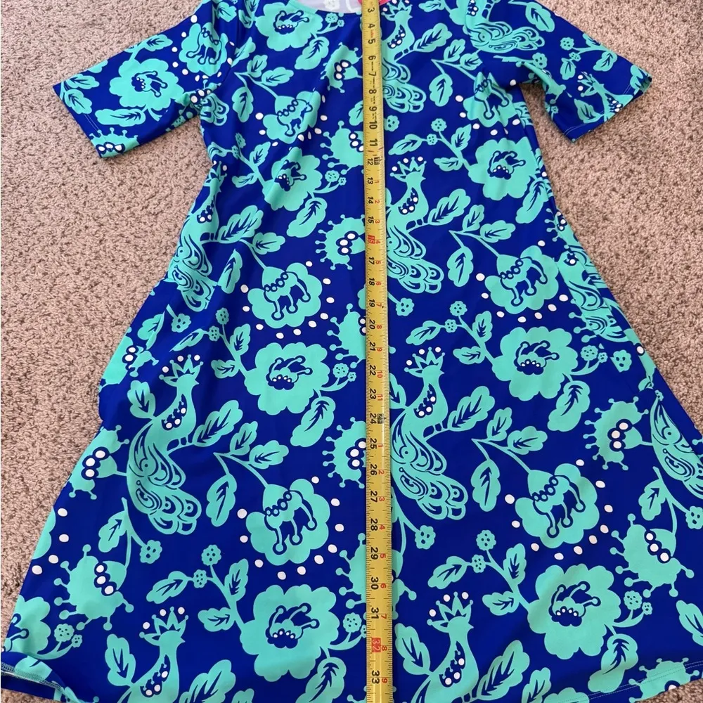 All For Color Floral UPF50 Birds of a Feather Peacock Small Dress Blue Resort - Image 10