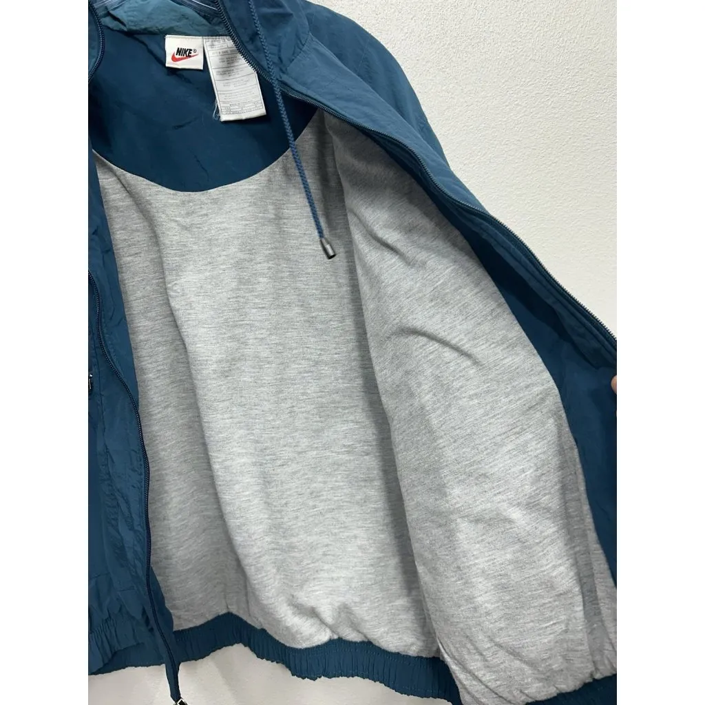 Vintage 90s Nike Jacket Women Medium 10-12 Teal Blue Track Windbreaker Boxy Coat - Image 6