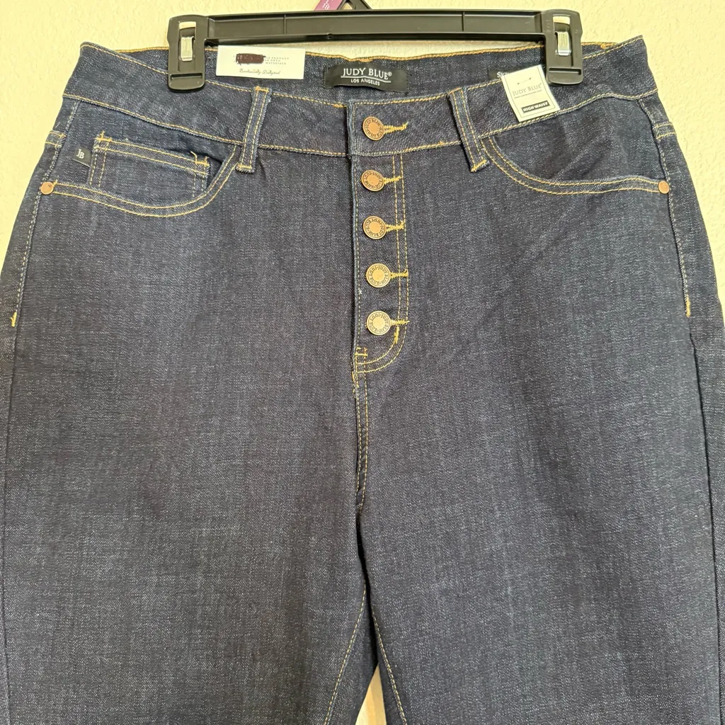 NWT Judy Blue Los Angeles Womens Button Fly Skinny Jeans High Waist size 14W - Image 2