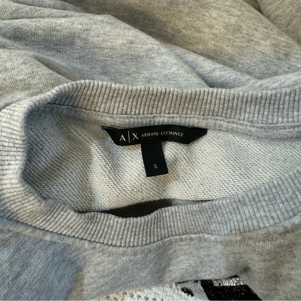 Armani Exchange Women’s Heather Gray Crew Neck Sweater — Size S - Image 5