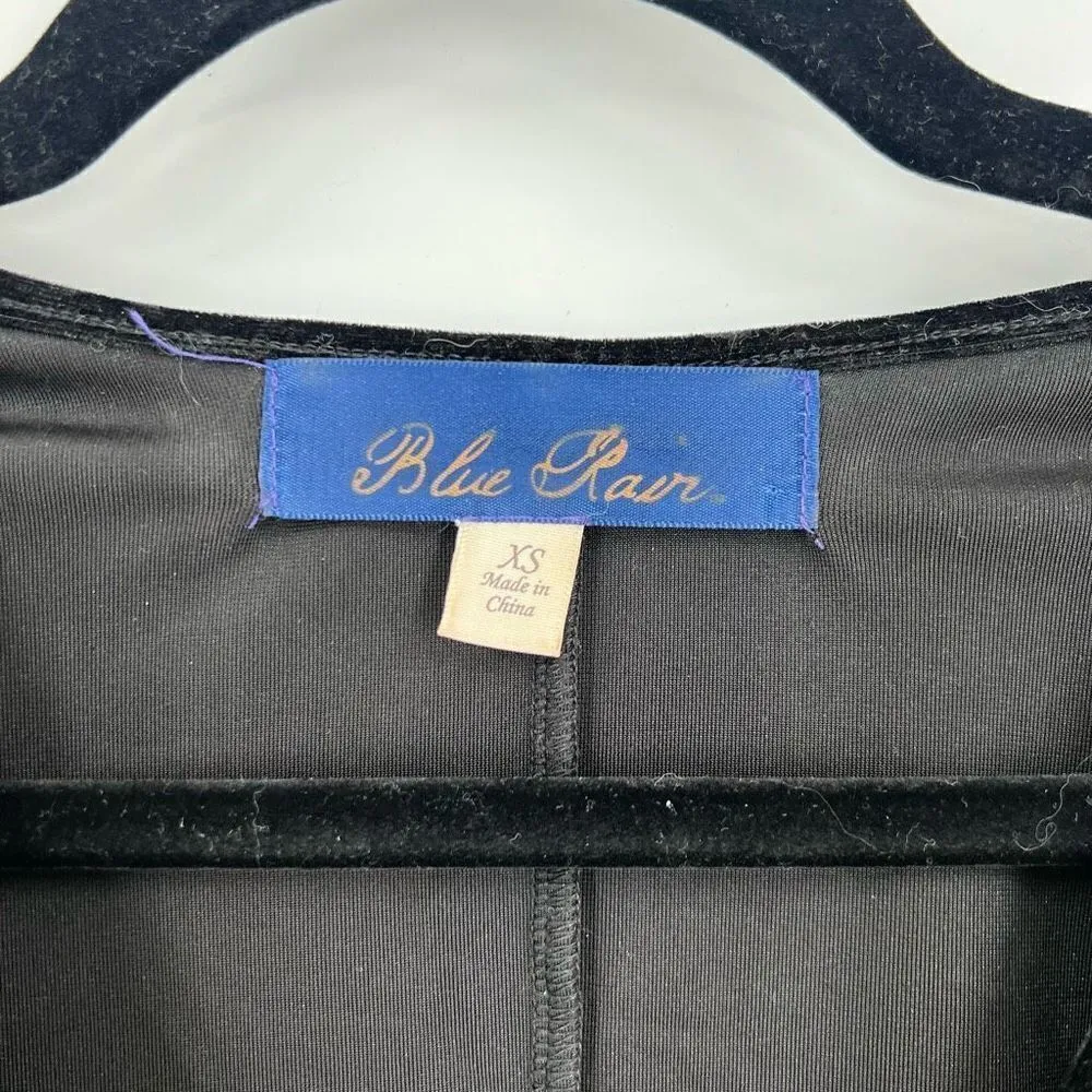 Blue Rain women’s black velvet wrap top blouse shirt peplum XS‎ Xsmall boho - Image 3