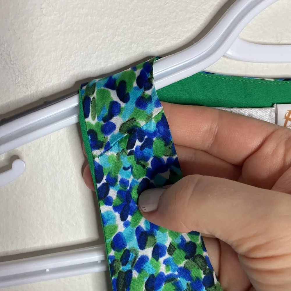 Sachin + Babi high low layered green and blue satin and chiffon midi dress sz 8 - Image 10