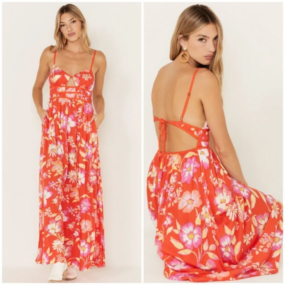 💕FREE PEOPLE💕 Wisteria Mai Dress ~ Orange Pop Combo Large L NWT - Image 7