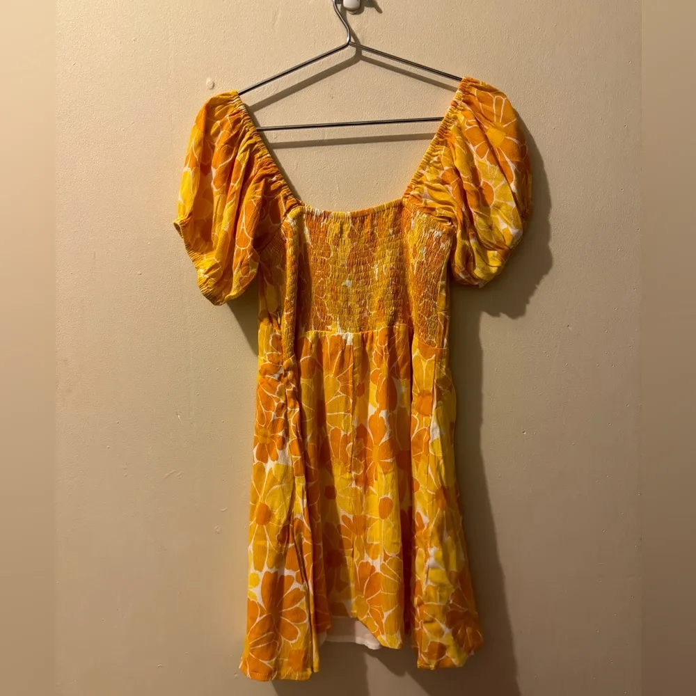 Faithfull the Brand Lovita Mini Dress Canaria Floral Marigold Size US 8 - Image 2