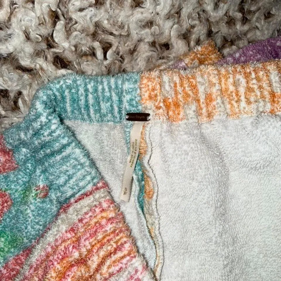RARE Free People Terrycloth Colorful Shorts Crystal Boho Size Small - Image 4