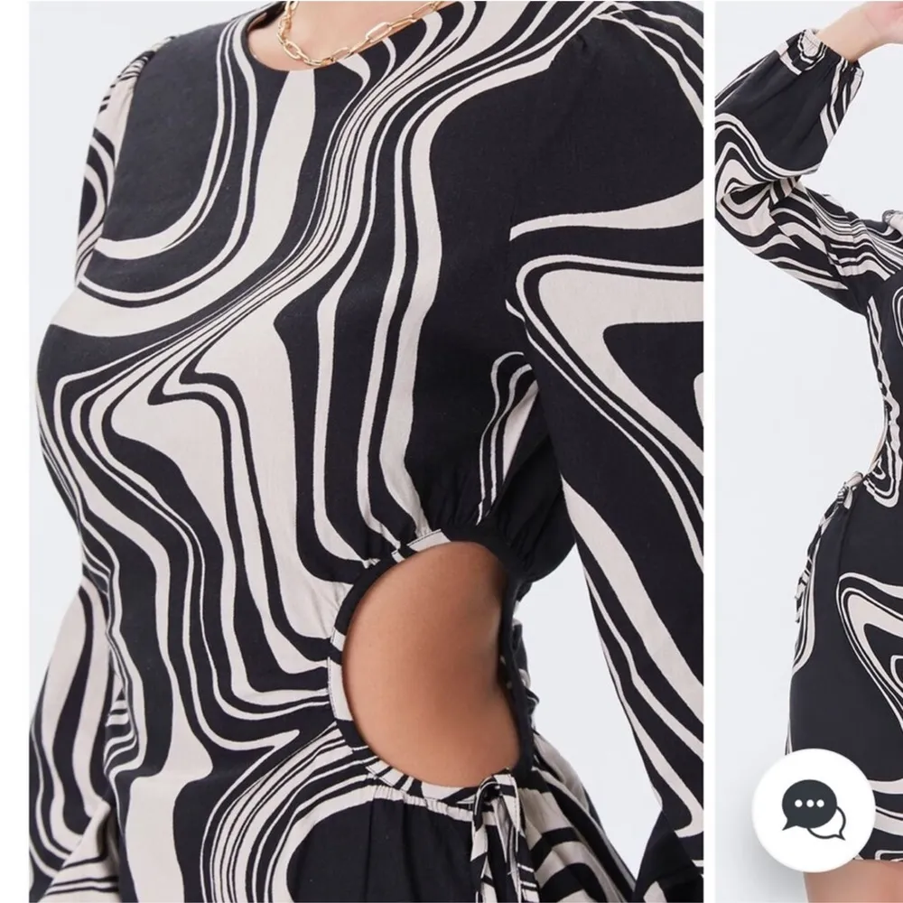 Forever 21 Black Marble Print Mini Dress Large - Image 2