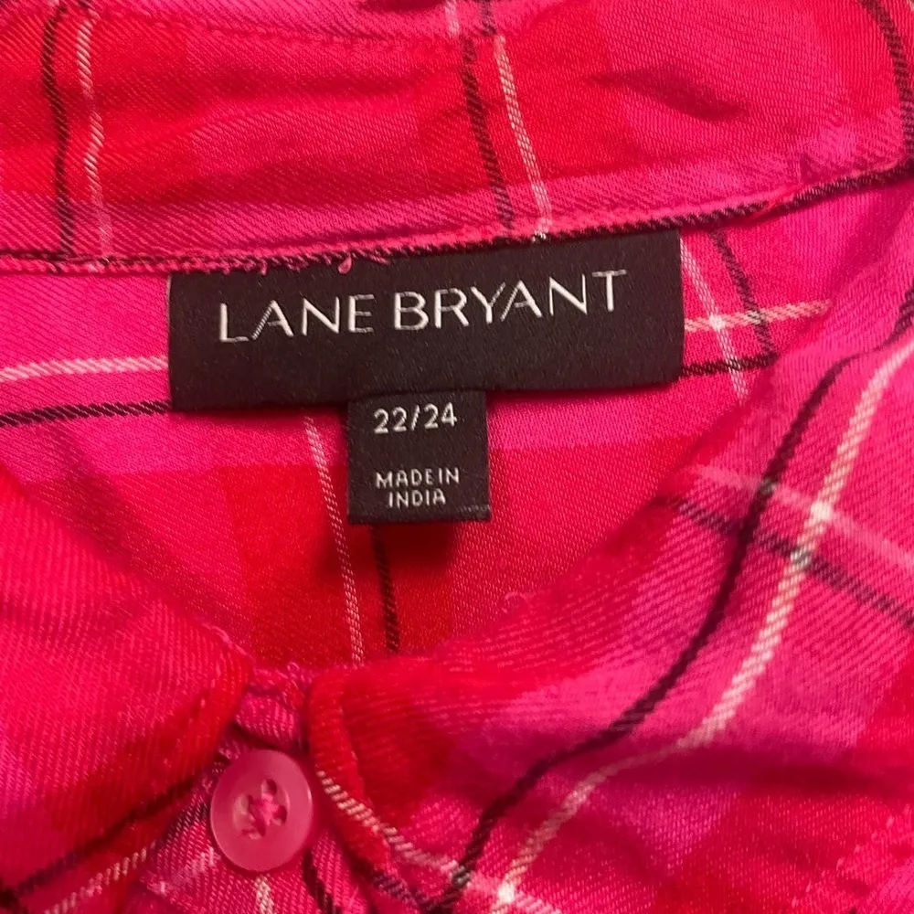 Lane Bryant Pink Plaid Flannel Button Down Long Sleeve Shirt 22/24 - Image 8