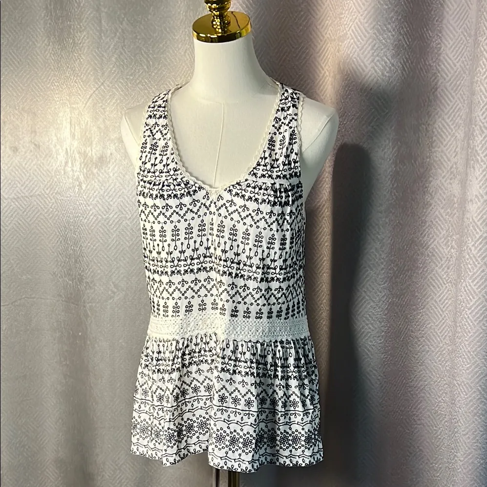 ANTHROPOLOGIE  MAEVE Cammie Embroidered Eyelet Peplum Tank Top.        order(60) - Image 5