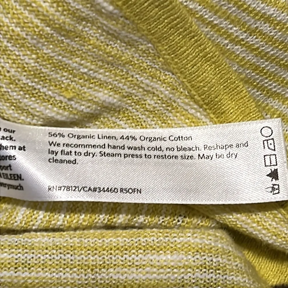 Eileen Fisher Organic Linen and Organic Cotton blend striped pullover yellow M - Image 11