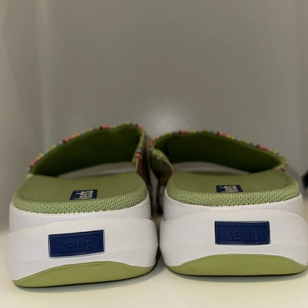 KEDS Rainbow Striped Canvas Slide Sandals Women’s Size 8 Green & White - Image 6