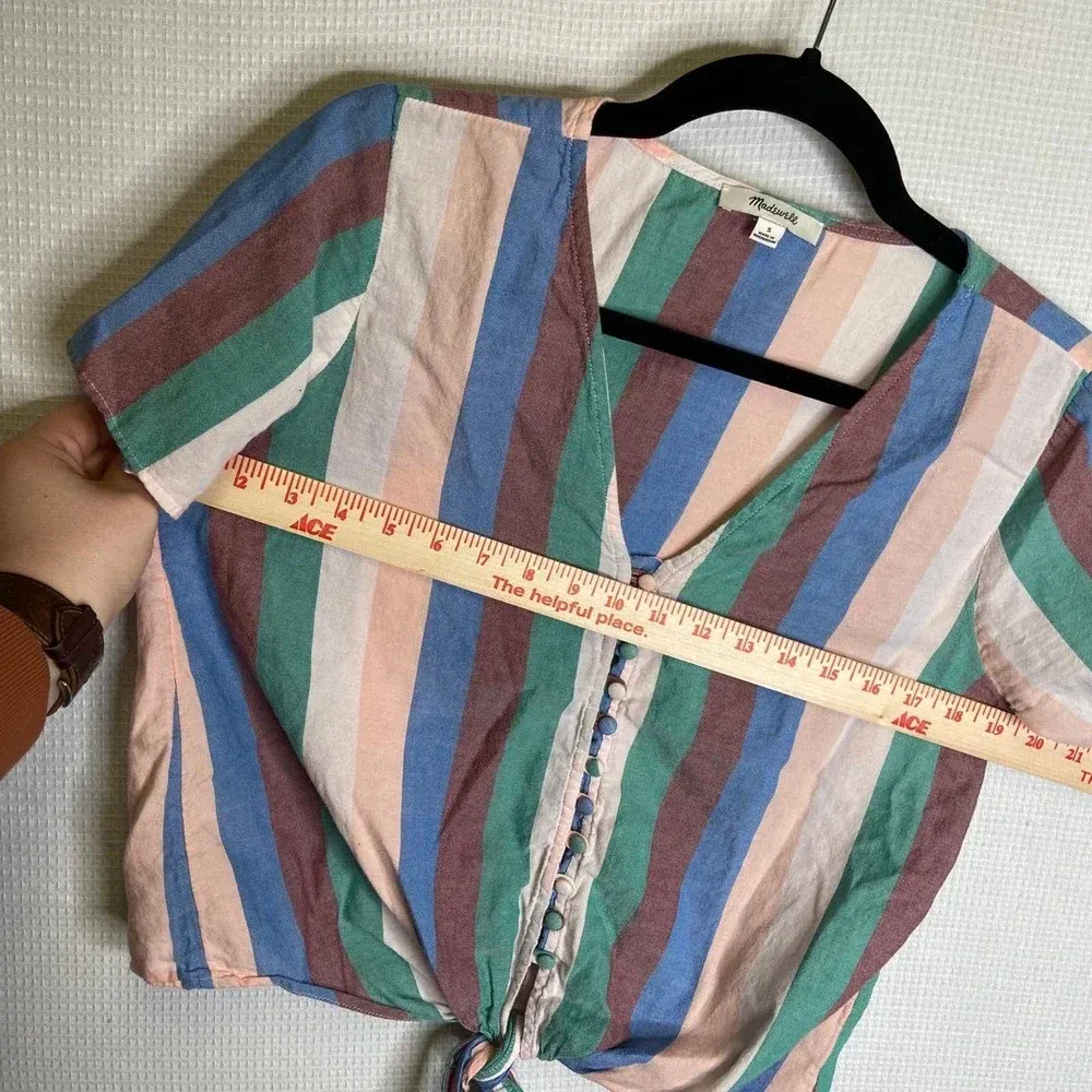 Madewell | Novel Tie-Front‎ Button Top in Flagstaff Stripe - Image 8