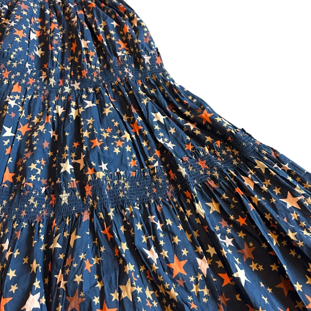 Sunshine Tienda Rio Dress Dark Sky Star Print Smocked Cotton Size 2XL Womens NWT Blue - Image 10