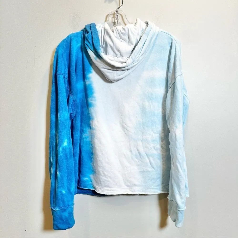 Te Verde Tie Dye Hoodie Sweatshirt Women's Size Large Blue White Long Sleeve White - Image 4