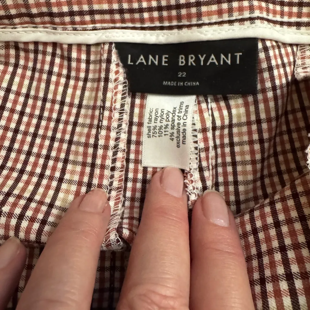 Lane Bryant Signature Fit 4-Season Ankle Pants Berry Plaid Stretch Plus Size 22 - Image 12