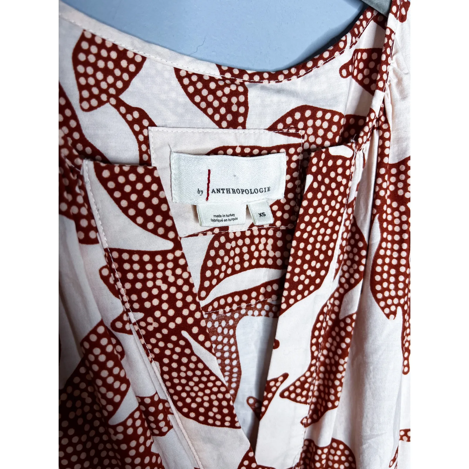 Anthropologie Somerset Maxi Dress Size XS Neutral Floral Dot‎ Brown Cotton - Image 5