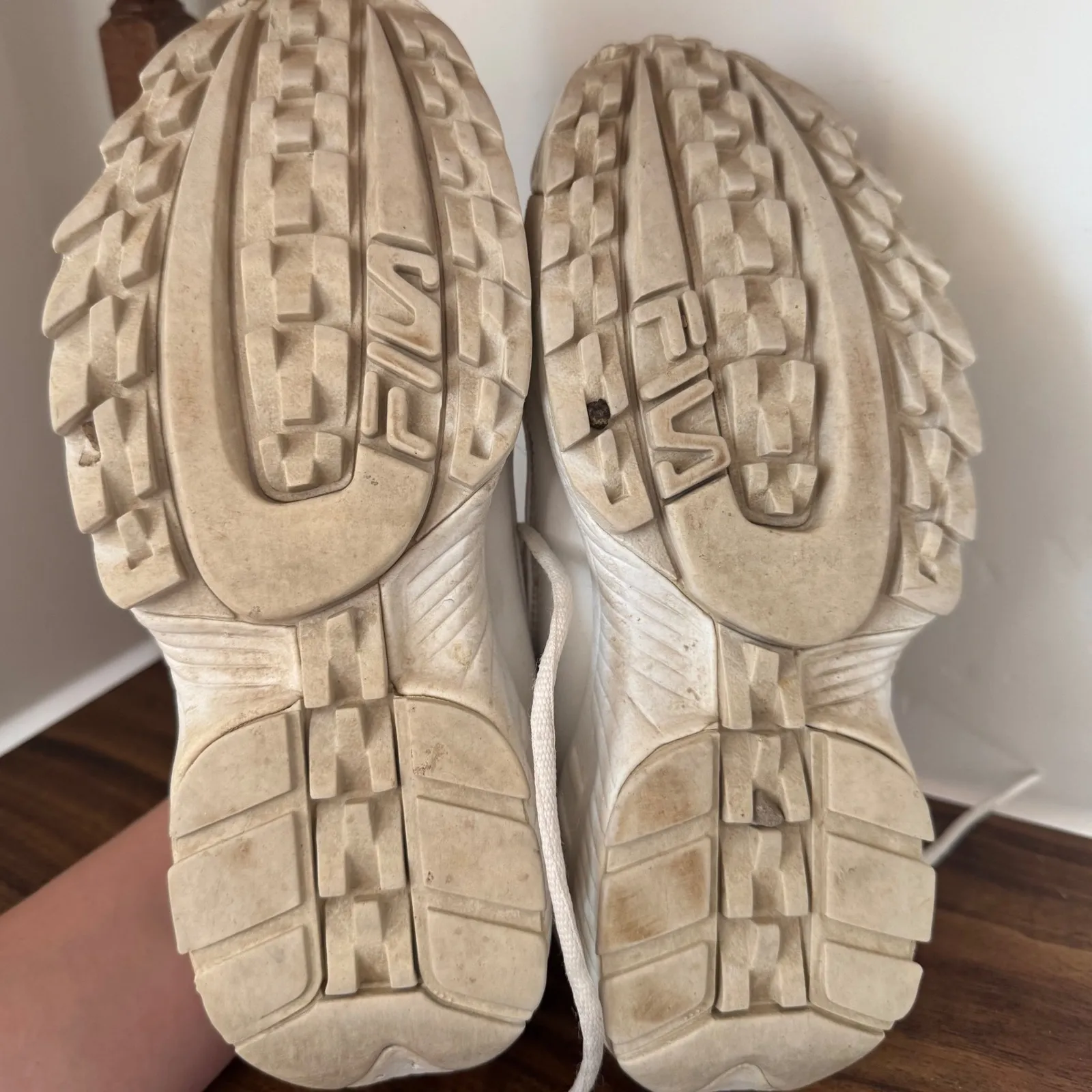 Y2K Vintage Fila 2002 Womens White Chunky Leather Lace up Sneaker sz 7 90s - Image 11