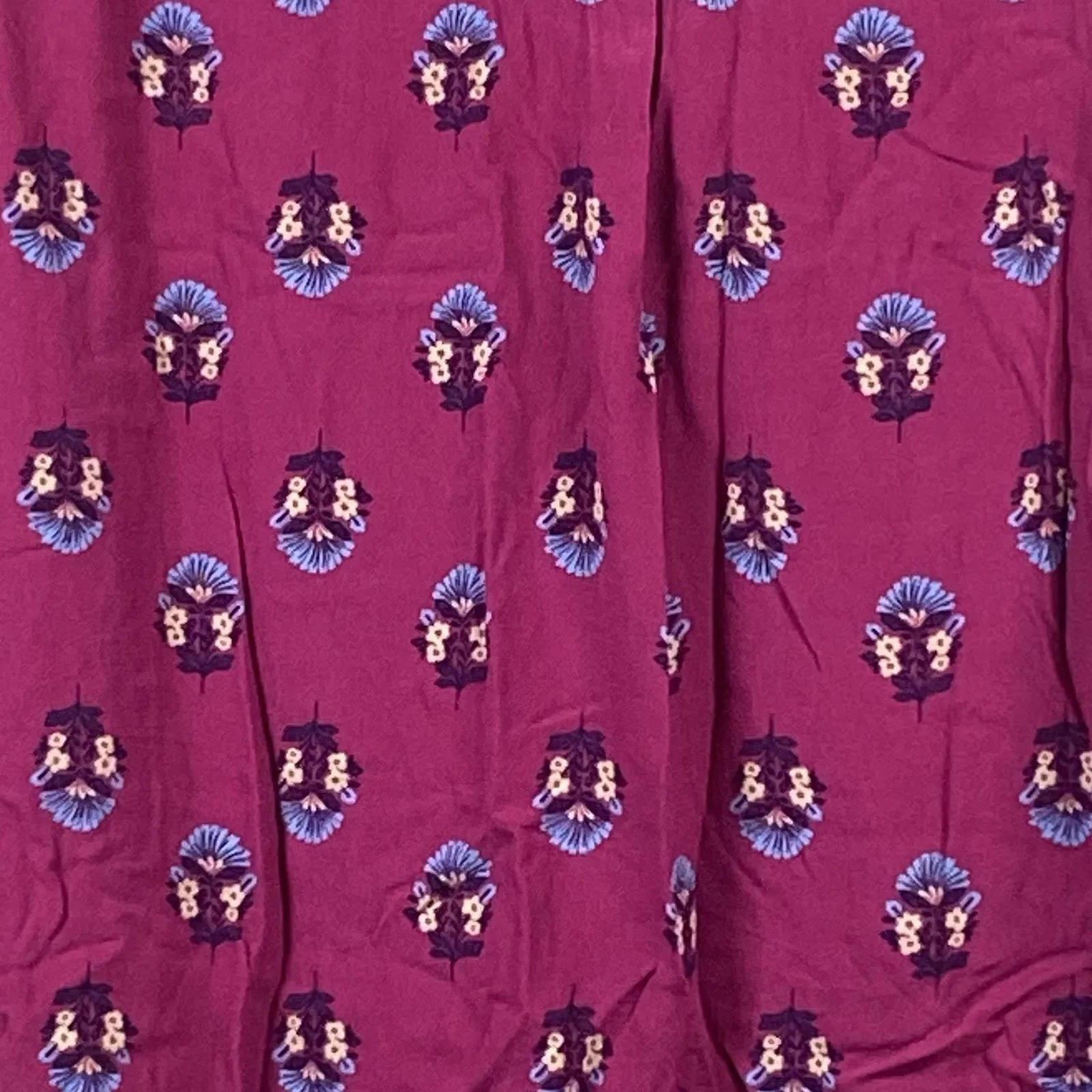 St John Bay Peasant Blouse Women's Size XLT Purple Floral Feather Design Boho - Image 3