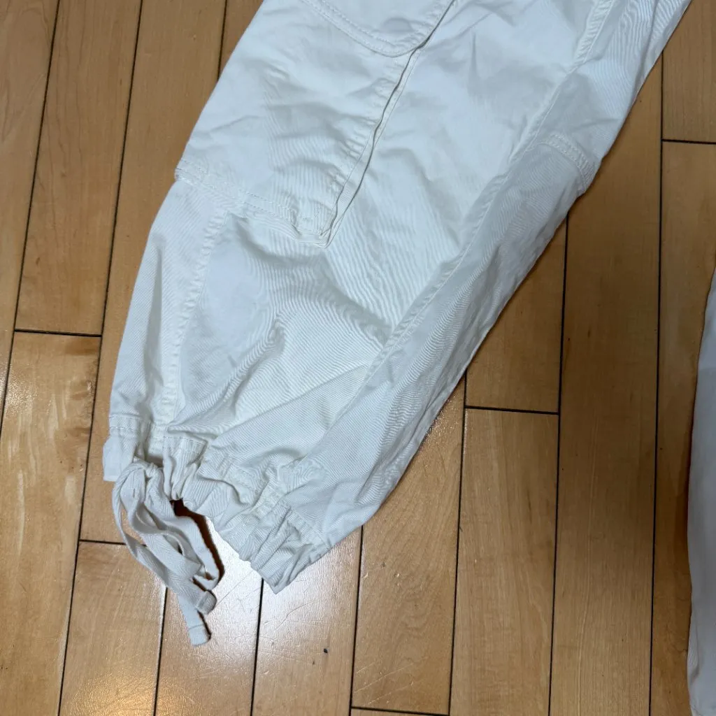 Abercrombie & Fitch High Rise Baggy Cargo Jogger Pants Trousers Sz Small Cream - Image 3