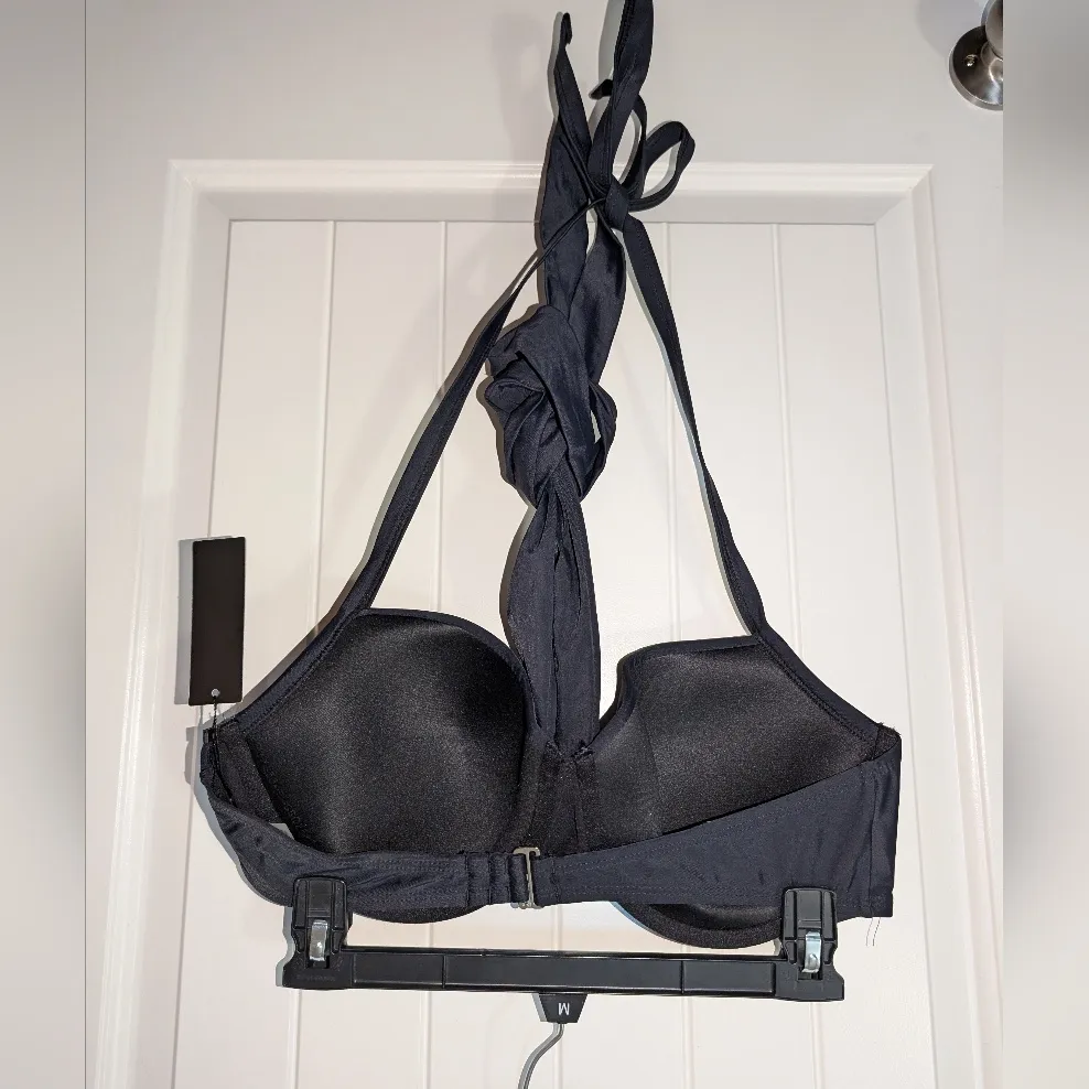NWT Tempt Me Front Tie Halter Bikini Top Women's Large Black - Image 2