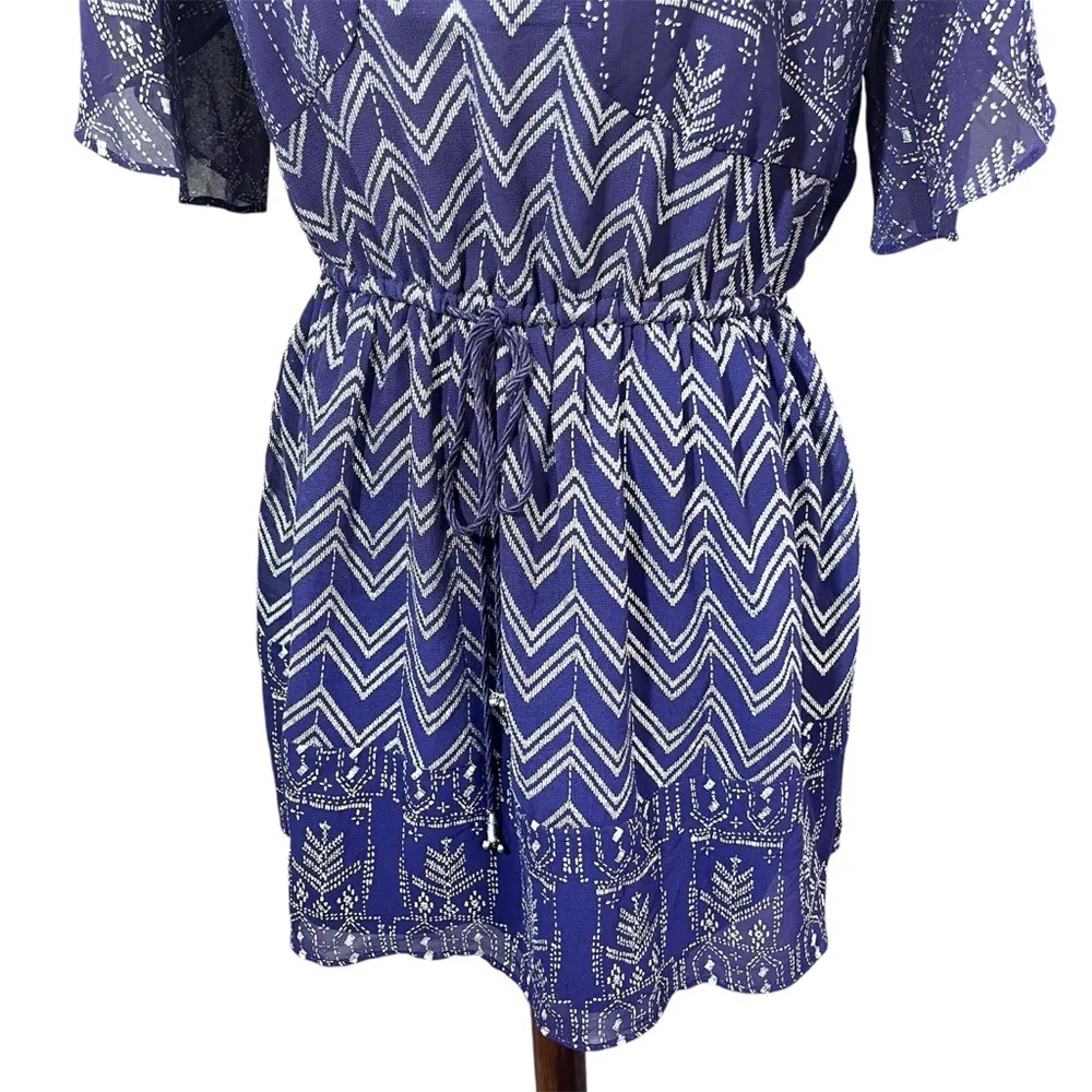 Free People Love Your Chaos Blue/Silver Metallic Boho Dress Size XS - Image 6