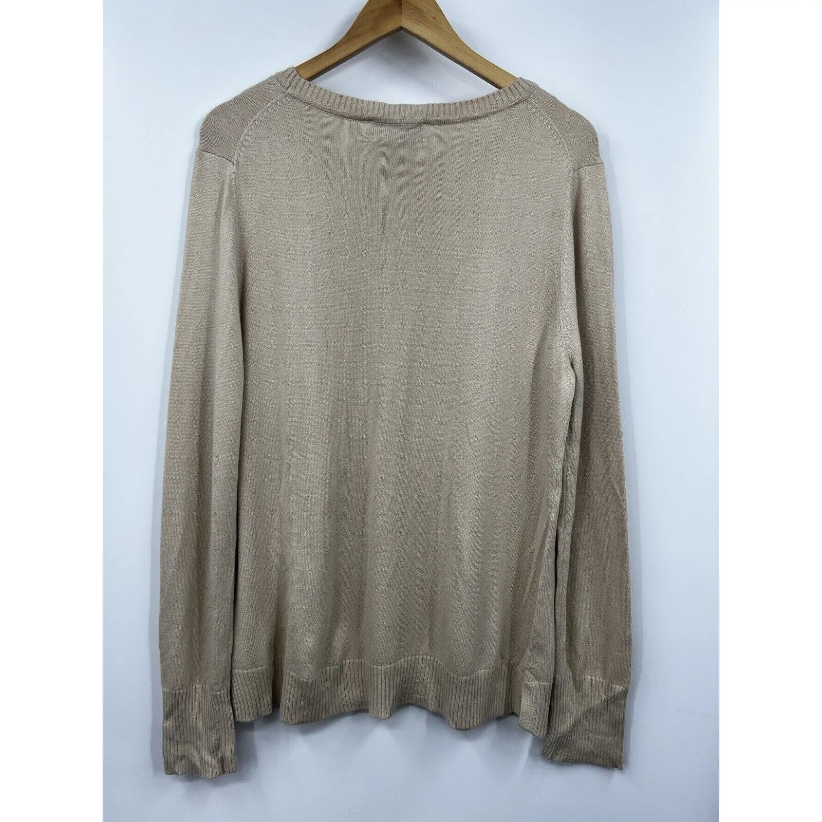 Nanette Lepore Sweater Womens‎ Cashmere Crew Neck Fleece Pullover Beige Brown XL - Image 5