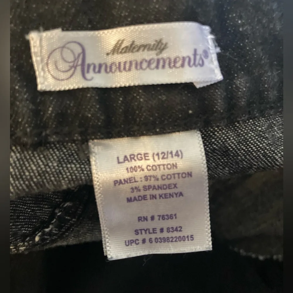 Maternity Black Denim Jeans Adjustable Waist Size 12/14 Bootcut 100% Cotton - Image 6