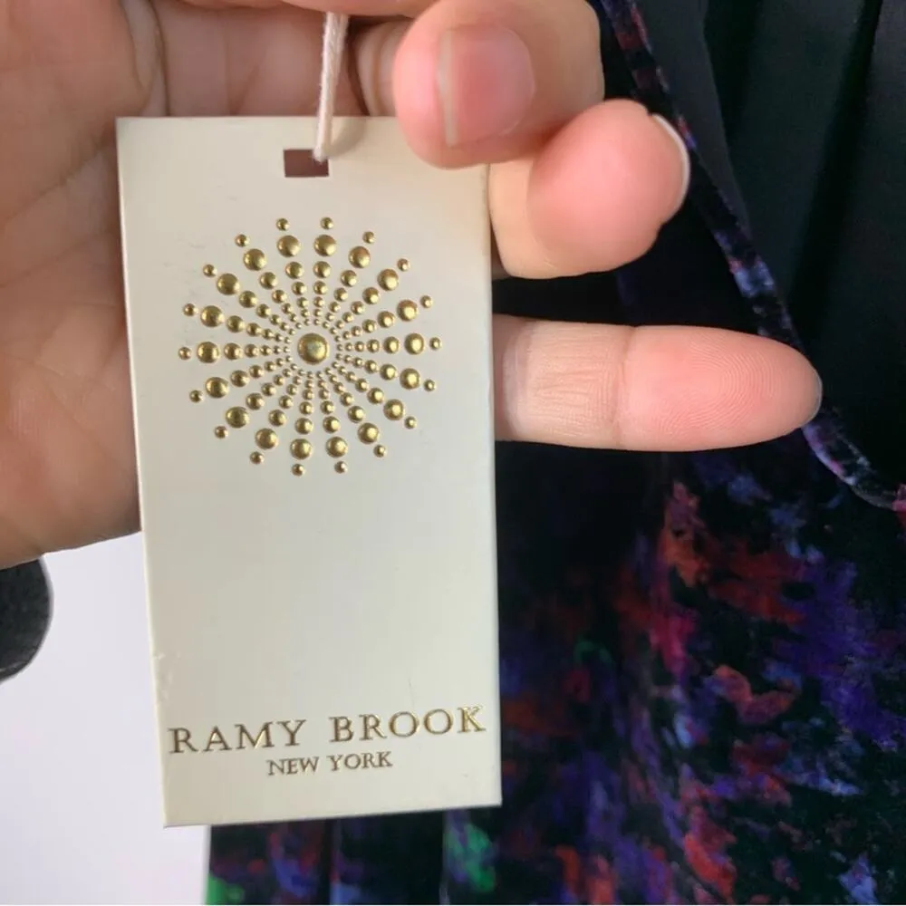 Ramy Brook silk velvet‎ velour floral Dolores halter mini dress size 14 party - Image 10