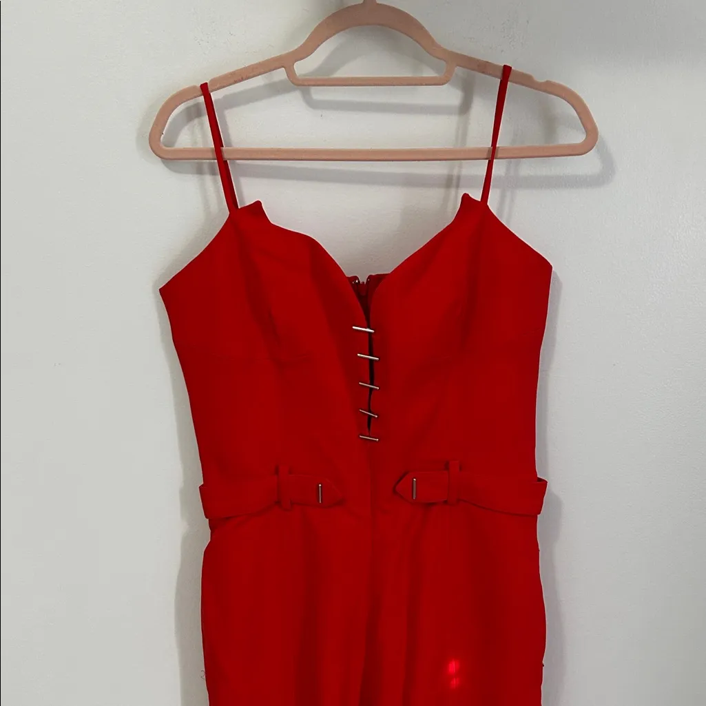 Mugler Red Plunging Bustier Jumpsuit Size undefined - Image 5