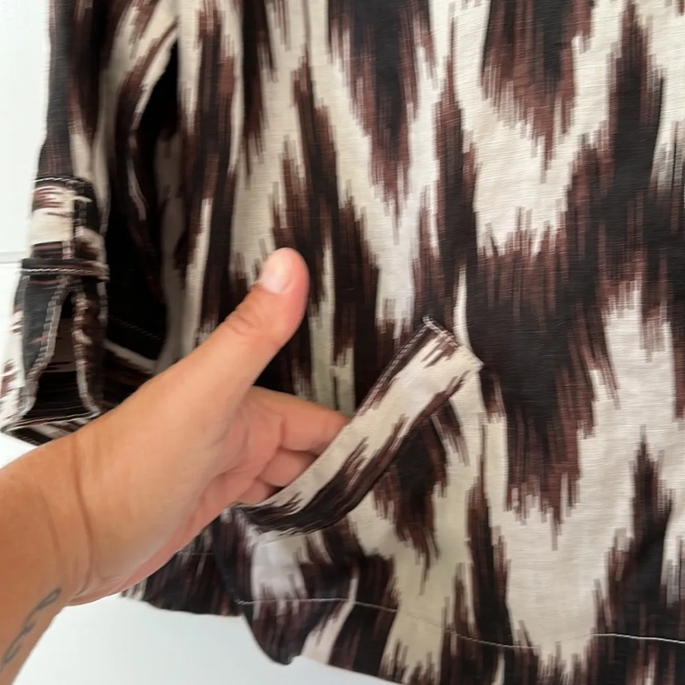 Chico’s Ikat Linen Button Up Top Jacket Size 3 - Image 8