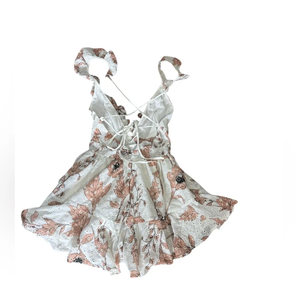 saints and secrets‎ Floral Ruffle Romper Size Small White - Image 2