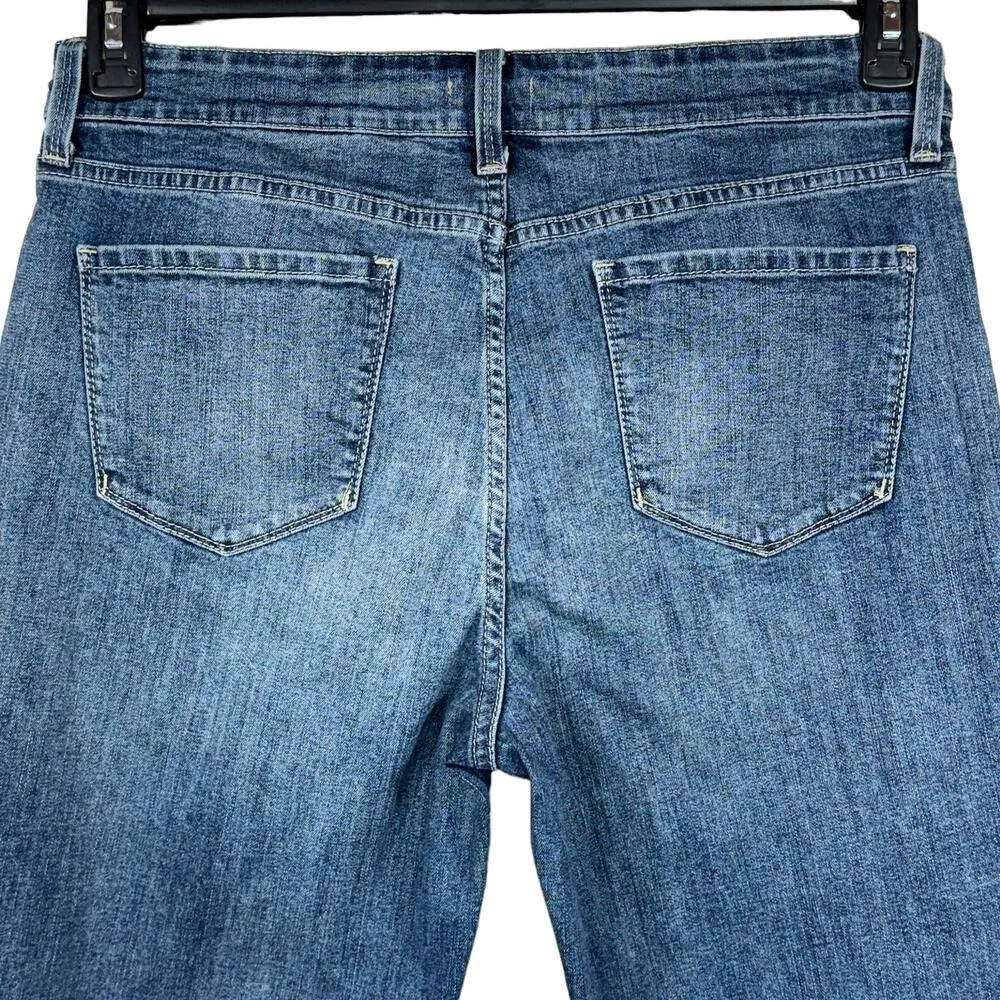 NYDJ SZ 14 Bootcut Jeans Hi-Rise Pocket Medium Wash Stretch Zip-Fly Whisker Blue - Image 5