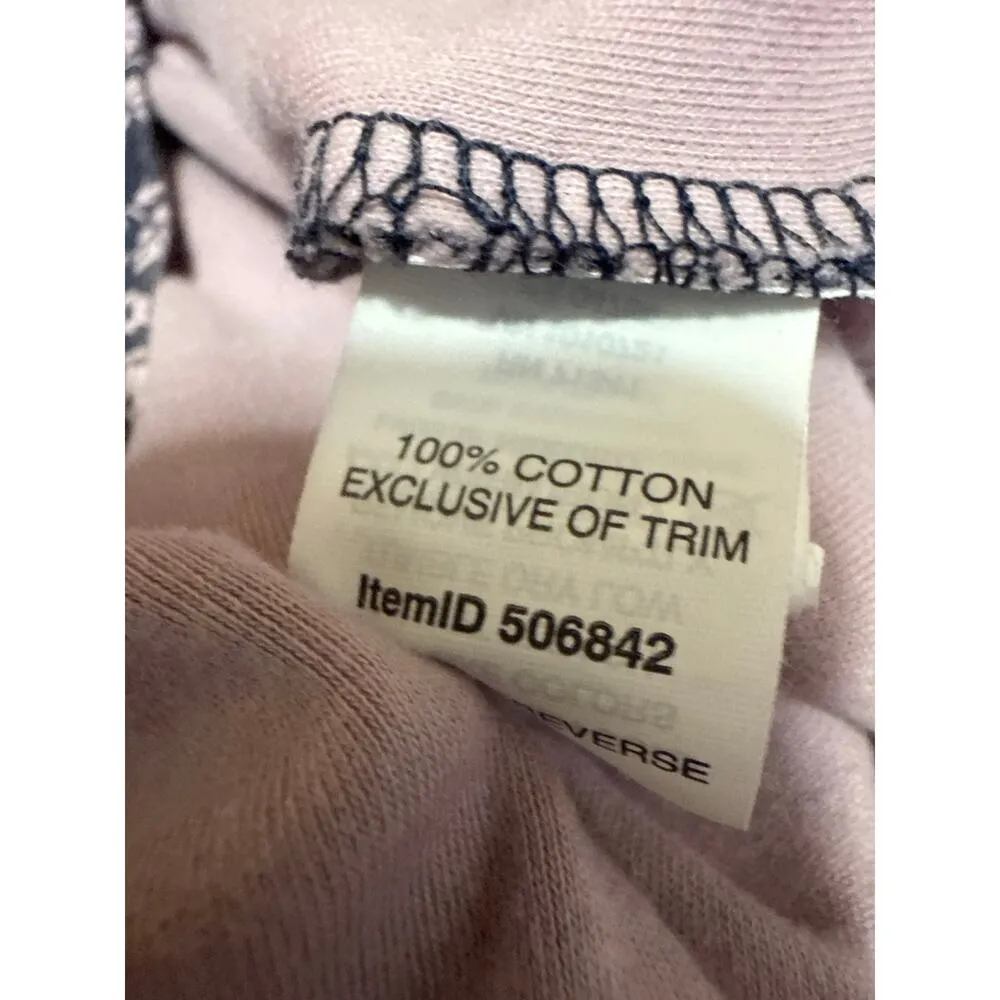 L.L. Bean Blue Pink Floral Half Zip Notch Neck T Shirt Tee Blouse Top Size XL - Image 4