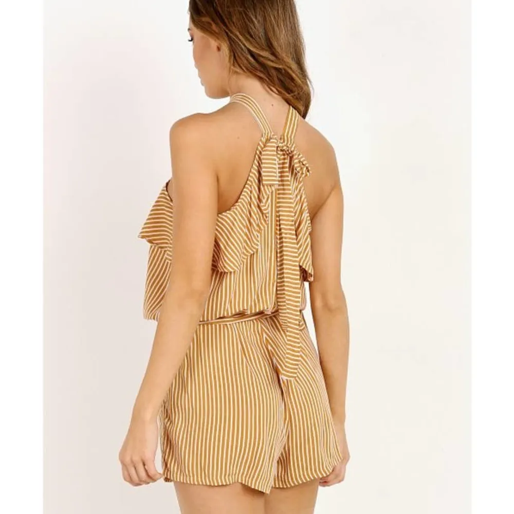 Faithfull the Brand Gaia Orange Striped Romper - Image 2