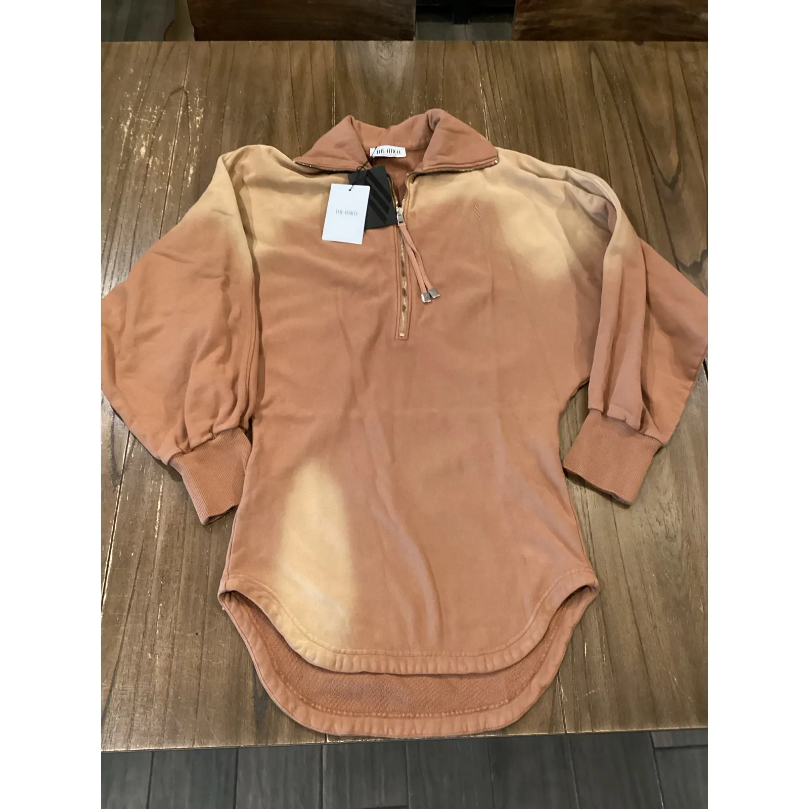 The Attico cotton long sleeve ombré brown zip sweatshirt mini dress size 38 XS 0 - Image 2