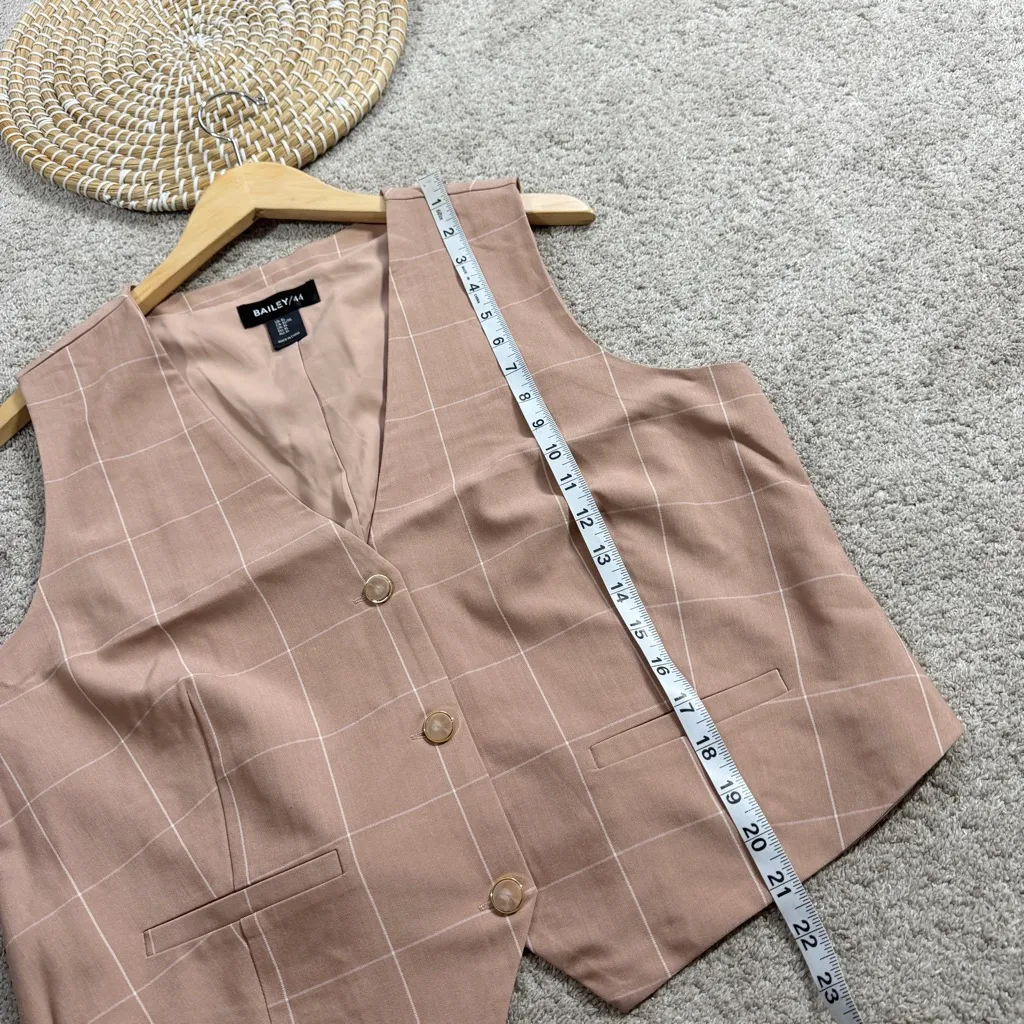 Bailey 44 Women’s Suit Vest V-Neck Windowpane Academia in Pink XL - Image 11