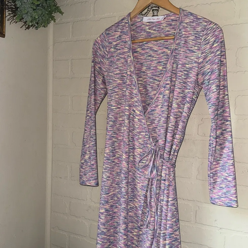 Lisa Says Gah dress Lucille Long Sleeve Wrap style Berry Size Small - Image 2