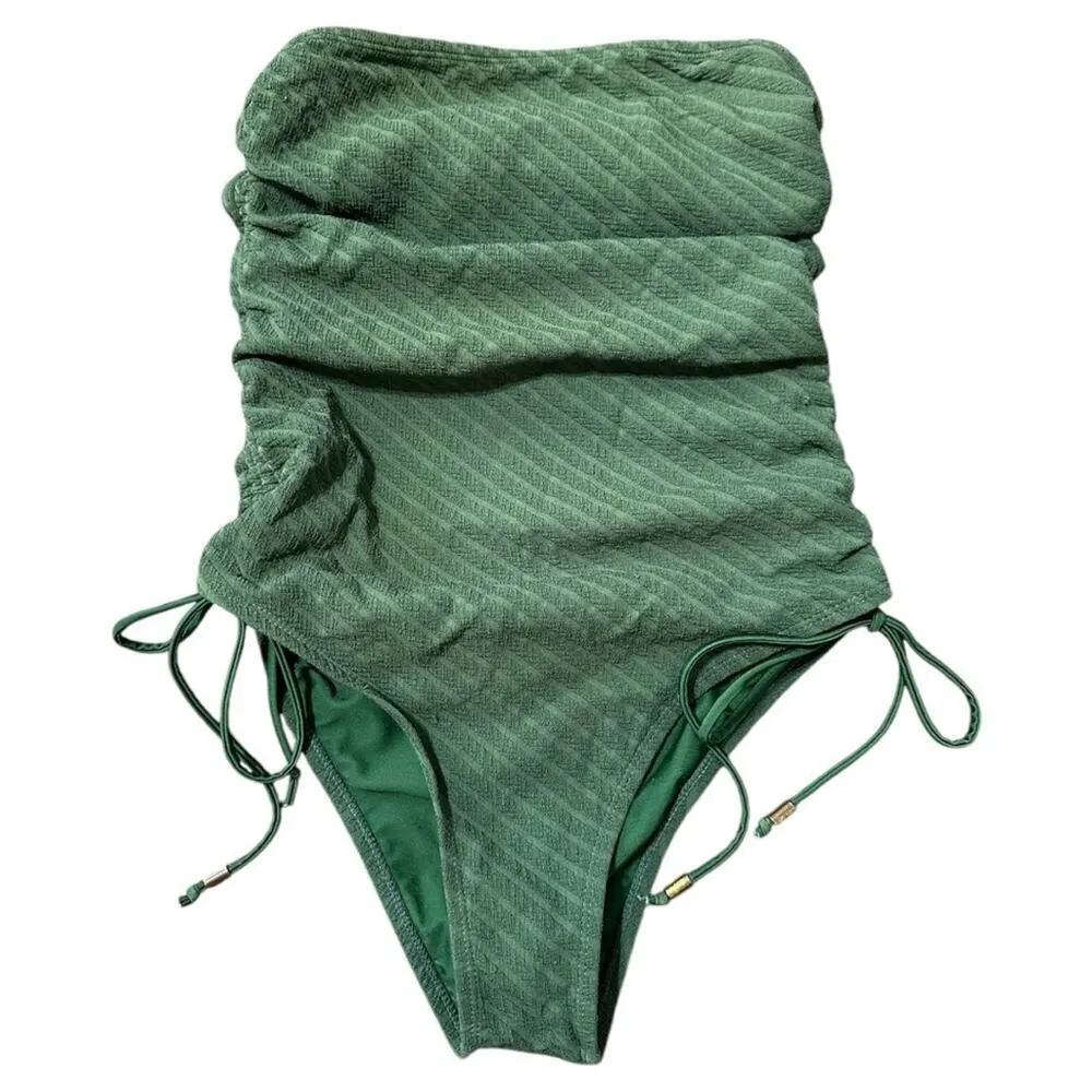 Sister Swim Women’s S Palm Green Gathered Side Drawstring Emily One Piece Suit - Image 4