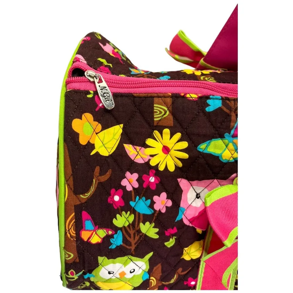 NGIL Vibrant Owl And Floral Print Quilted Brown Pink - Image 3